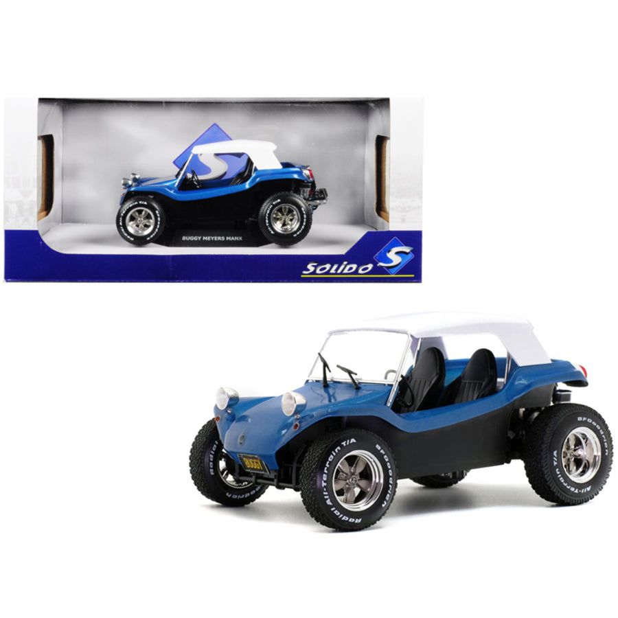 Meyers Manx Buggy Metallic Blue With White Soft Top 1/18 Diecast Model Car By Solido S1802701
