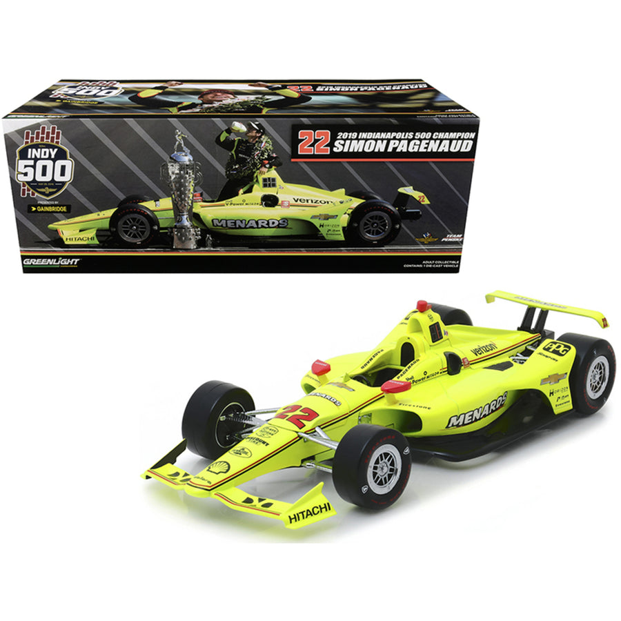 Dallara Indy Car #22 Simon Pagenaud Menards Team Penske Indianapolis 500 Champion (2019) 1/18 Diecast Model Car By Greenlight 11071