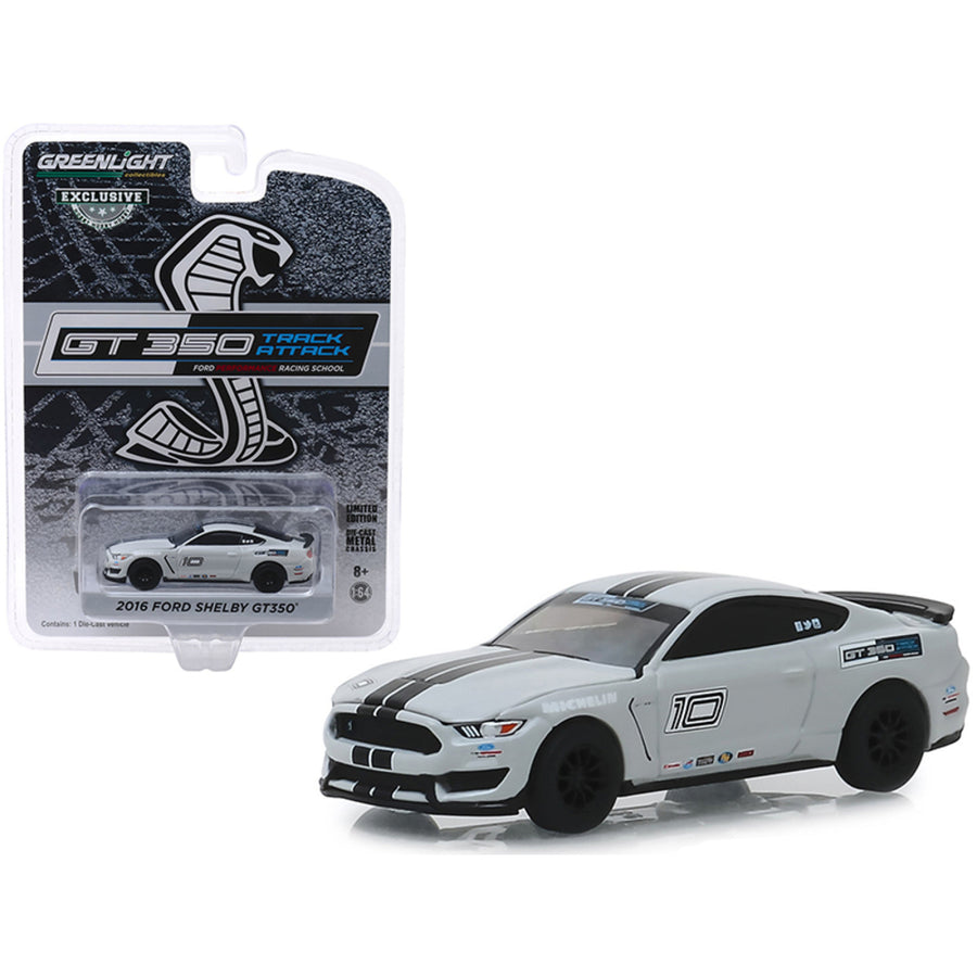 2016 Ford Mustang Shelby Gt350 #10 Avalanche Gray With Black Stripes Ford Performance Racing School Gt350 Track Attack Hobby Exclusive 1/64 Diecast Model Car By Greenlight 30108