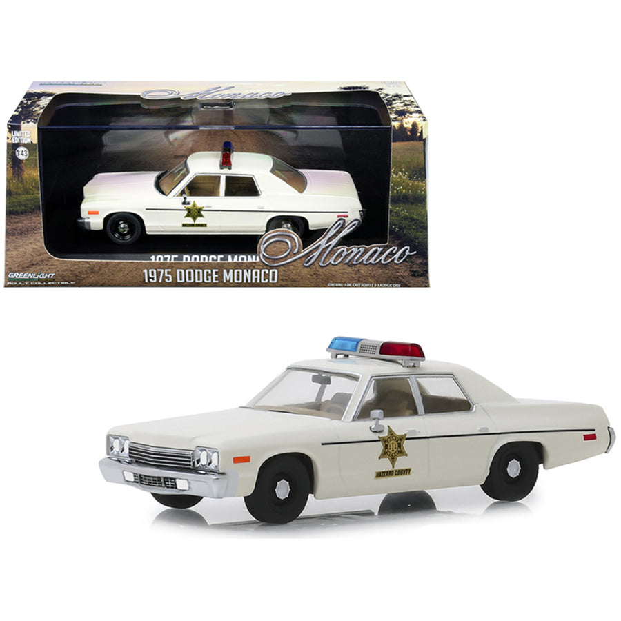 1975 Dodge Monaco Cream Hazzard County Sheriff 1/43 Diecast Model Car By Greenlight 86567