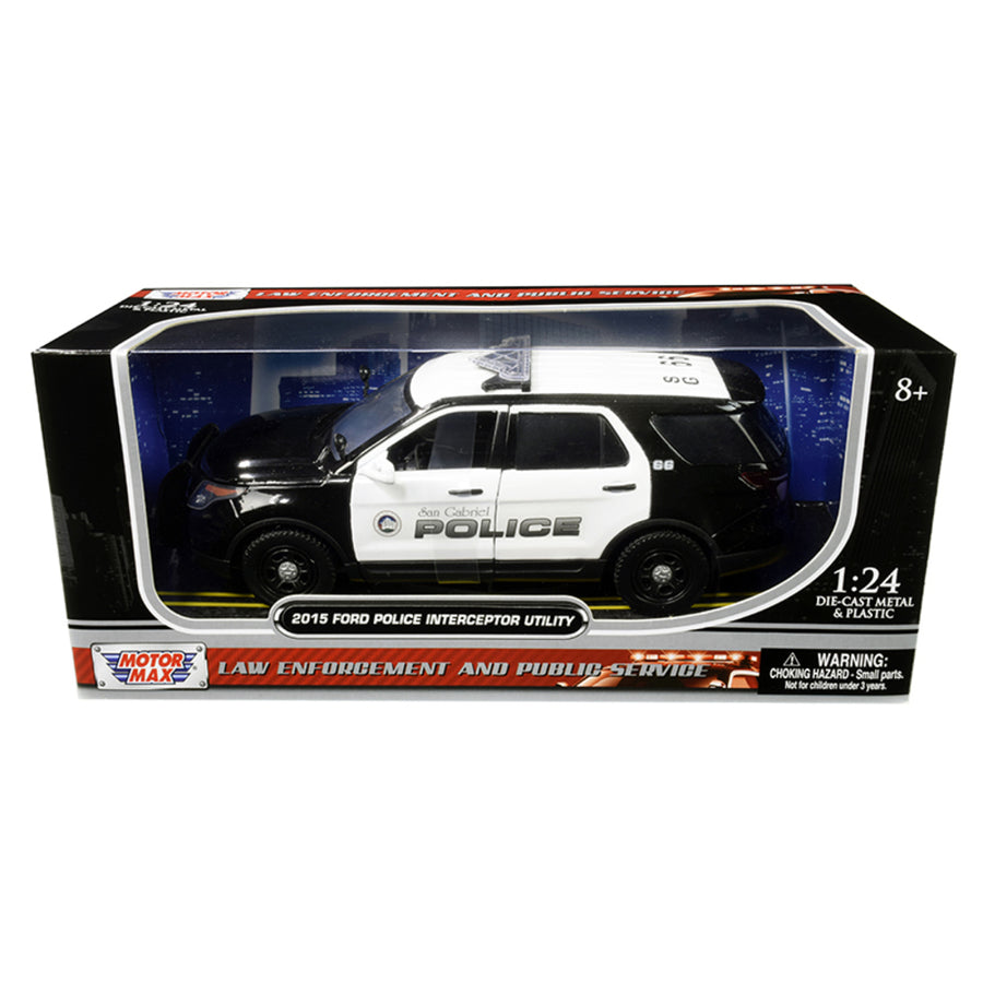 2015 Ford Police Interceptor Utility San Gabriel Police (california) Black And White 1/24 Diecast Model Car By Motormax 76964