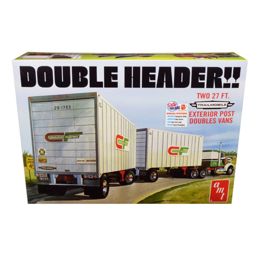 Skill 3 Model Kit Trailmobile Double Header Tandem Van Trailers 1/25 Scale Model By Amt Amt1132