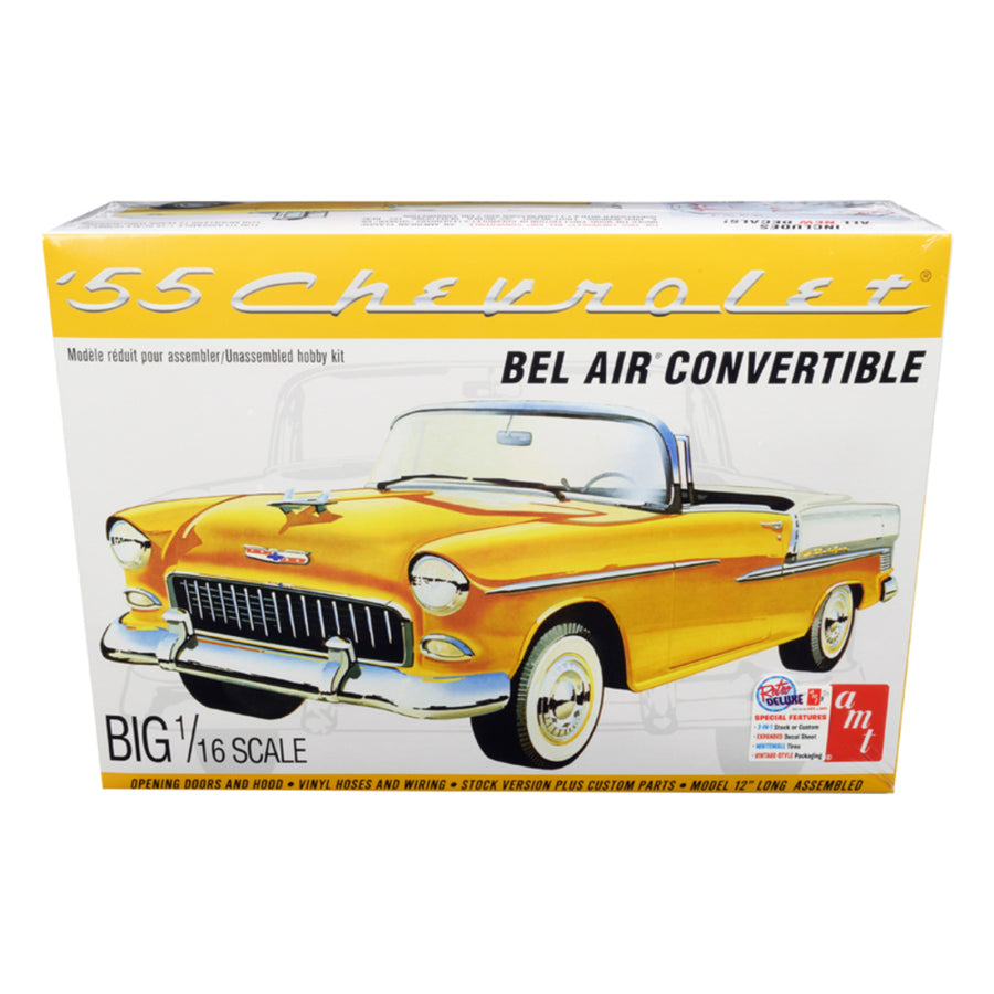 Skill 3 Model Kit 1955 Chevrolet Bel Air Convertible 2 In 1 Kit 1/16 Scale Model By Amt Amt1134