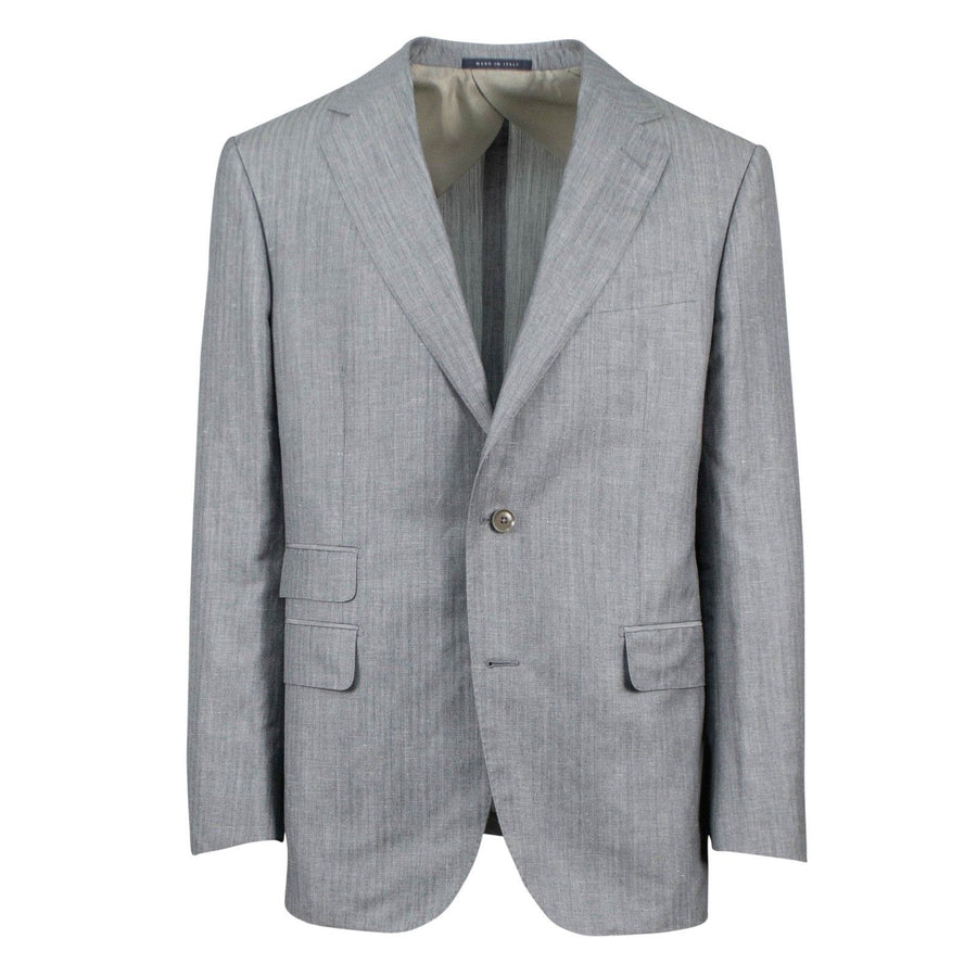 Drop 7 Solid Wool Blend Two Button Suit - Gray