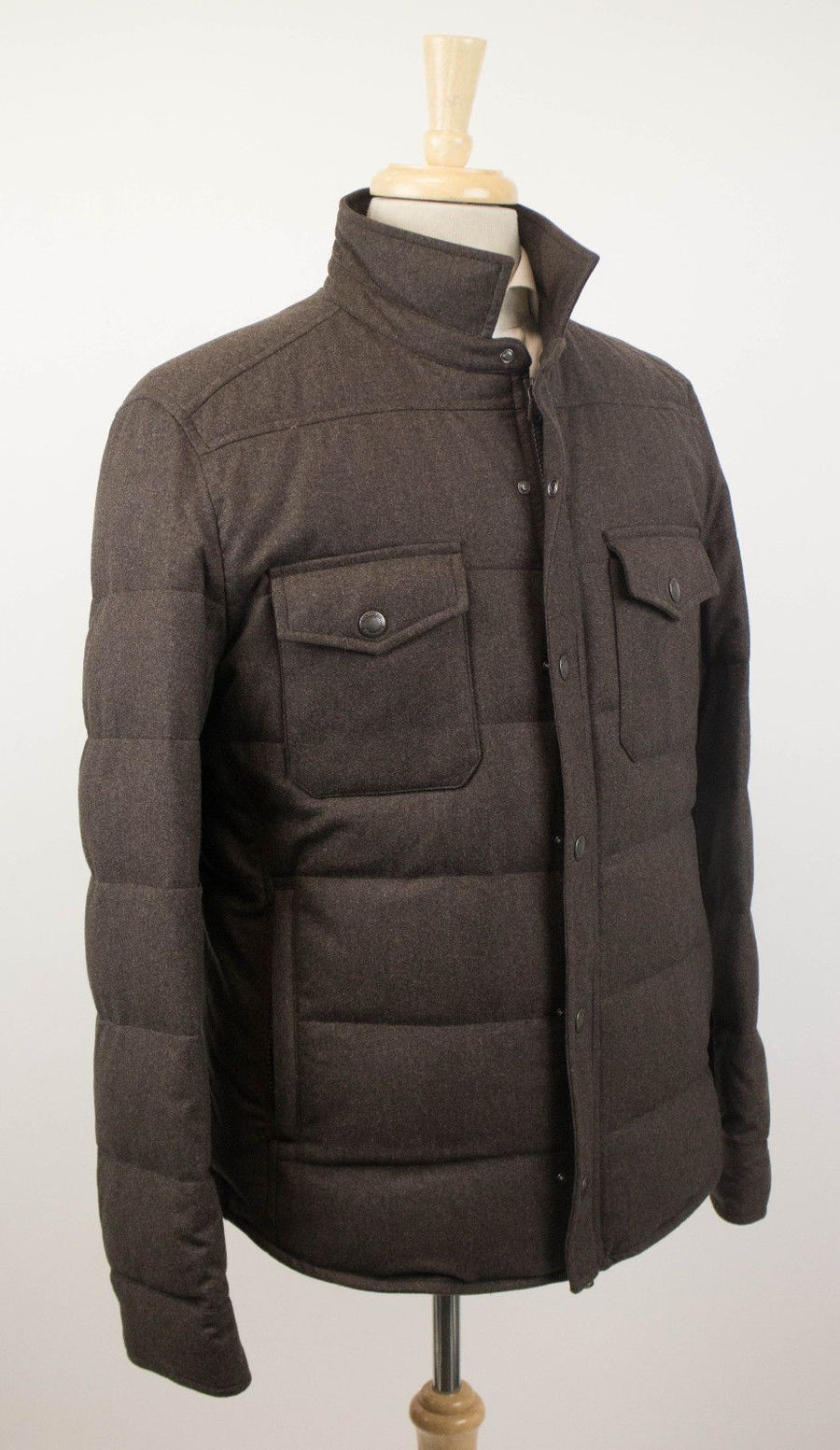 Cashmere Blend Puffer Jacket - Brown