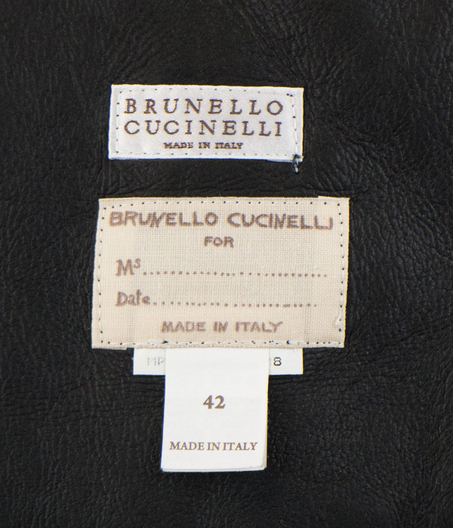 Shearling Leather Biker Jacket - Midnight Blue