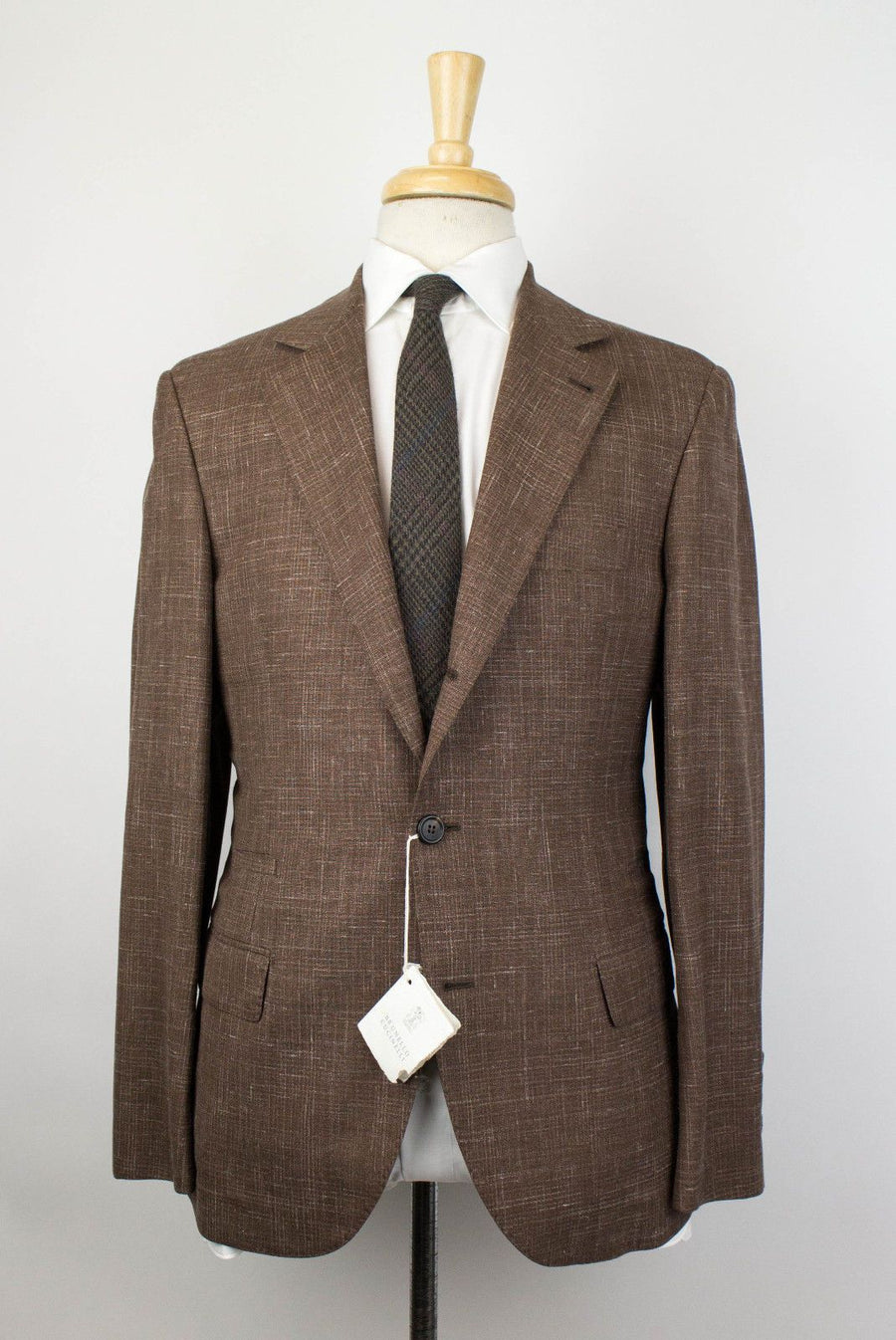 Wool Blend 3 Roll 2 Button Suit - Brown