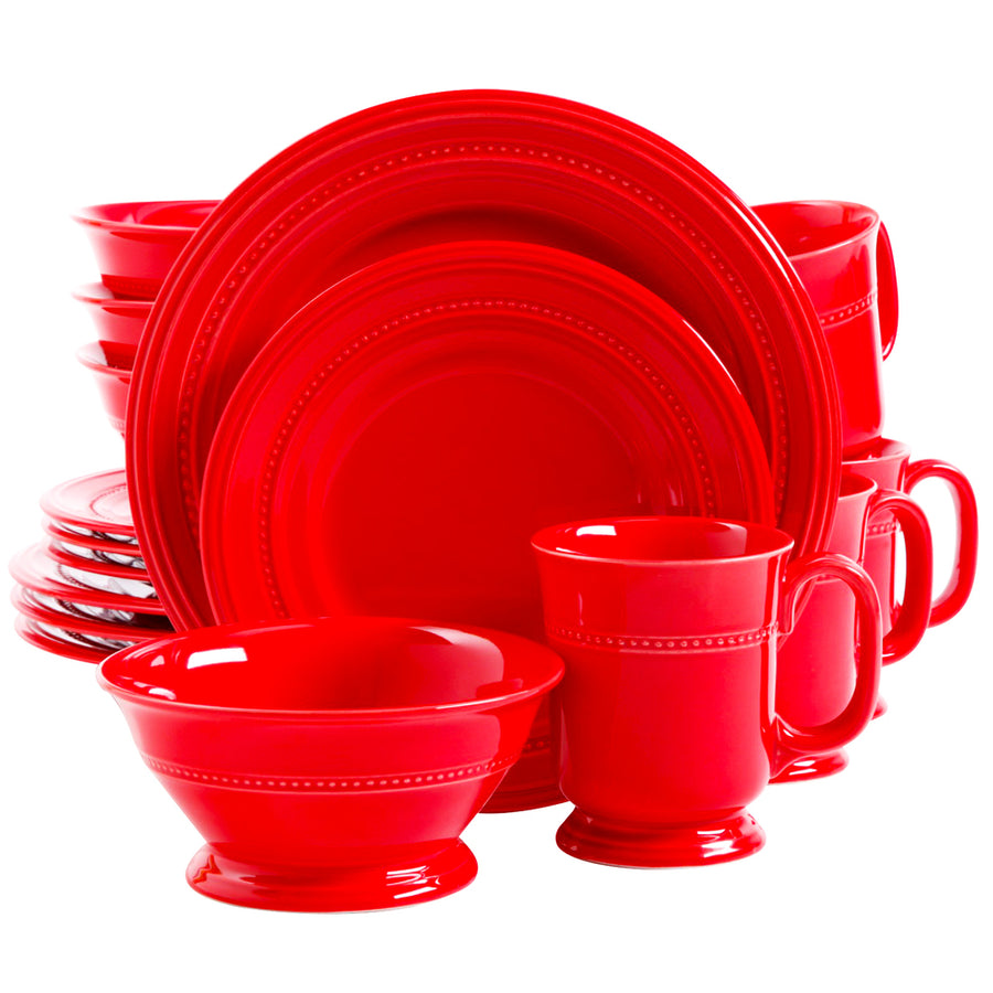 Gibson Barberware 16 Piece Stoneware Dinnerware Set In Red