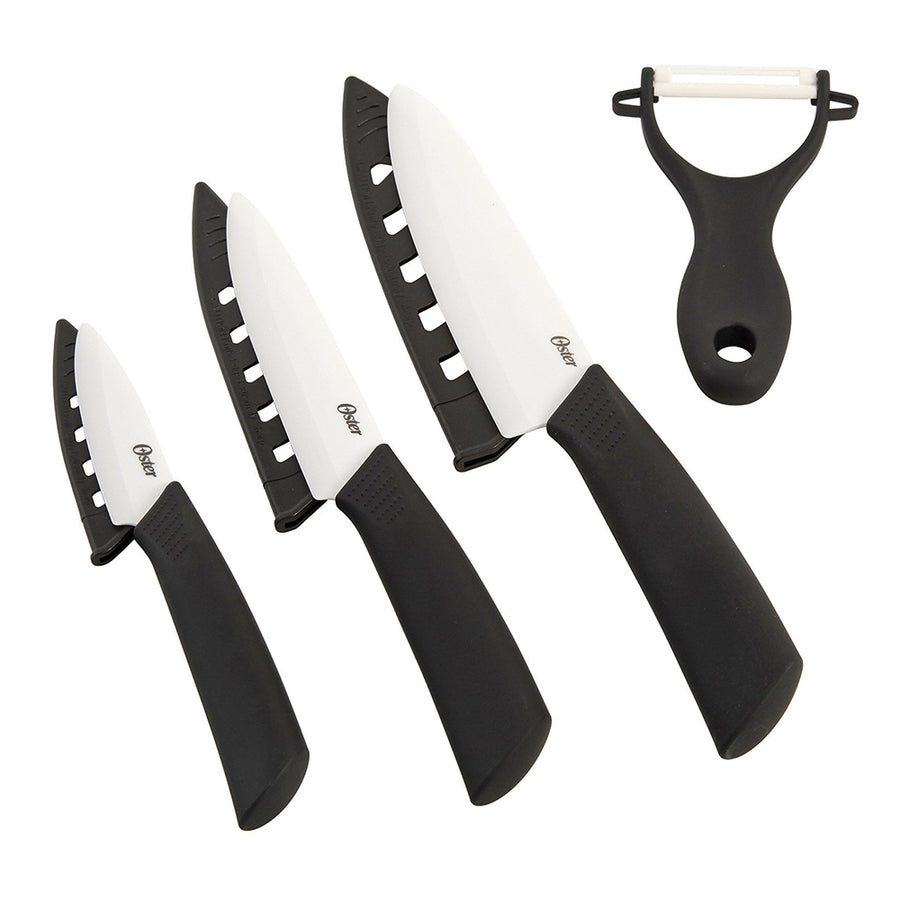 Oster Ostead 4 Piece Ceramic Cutlery Set With Black Handles