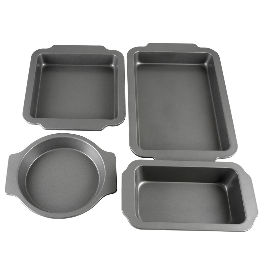 Oster Baking Shop 4 Piece Carbon Steel Nonstick Bakeware Set In Grey
