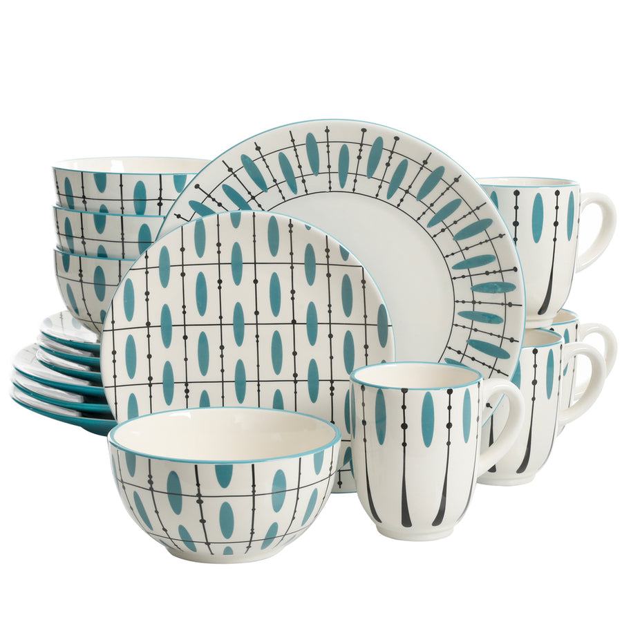 Laurie Gates Luminescent 16 Piece Dinnerware Set, Hand Painted