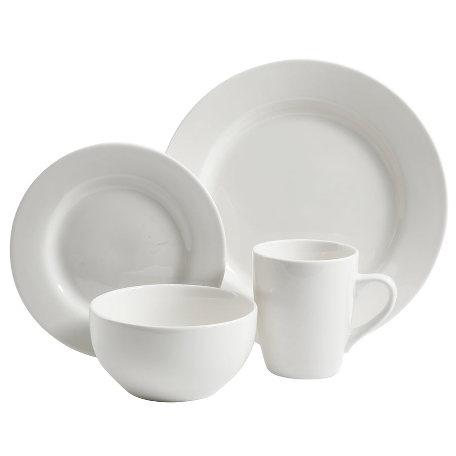 Gibson Elite Gracious Dining 16-piece Hotelware Set Made Of Fine Ceramic In White