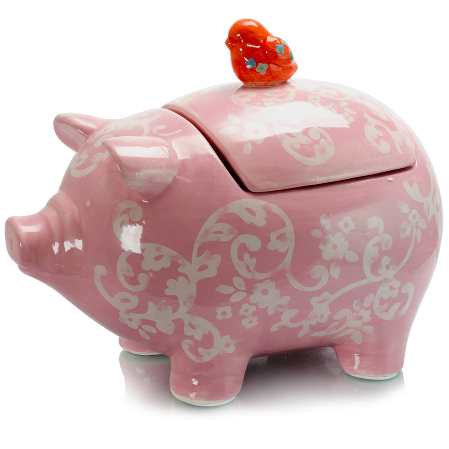 Urban Market Life On The Farm Durastone Pig Shape Cookie Jar In Pink