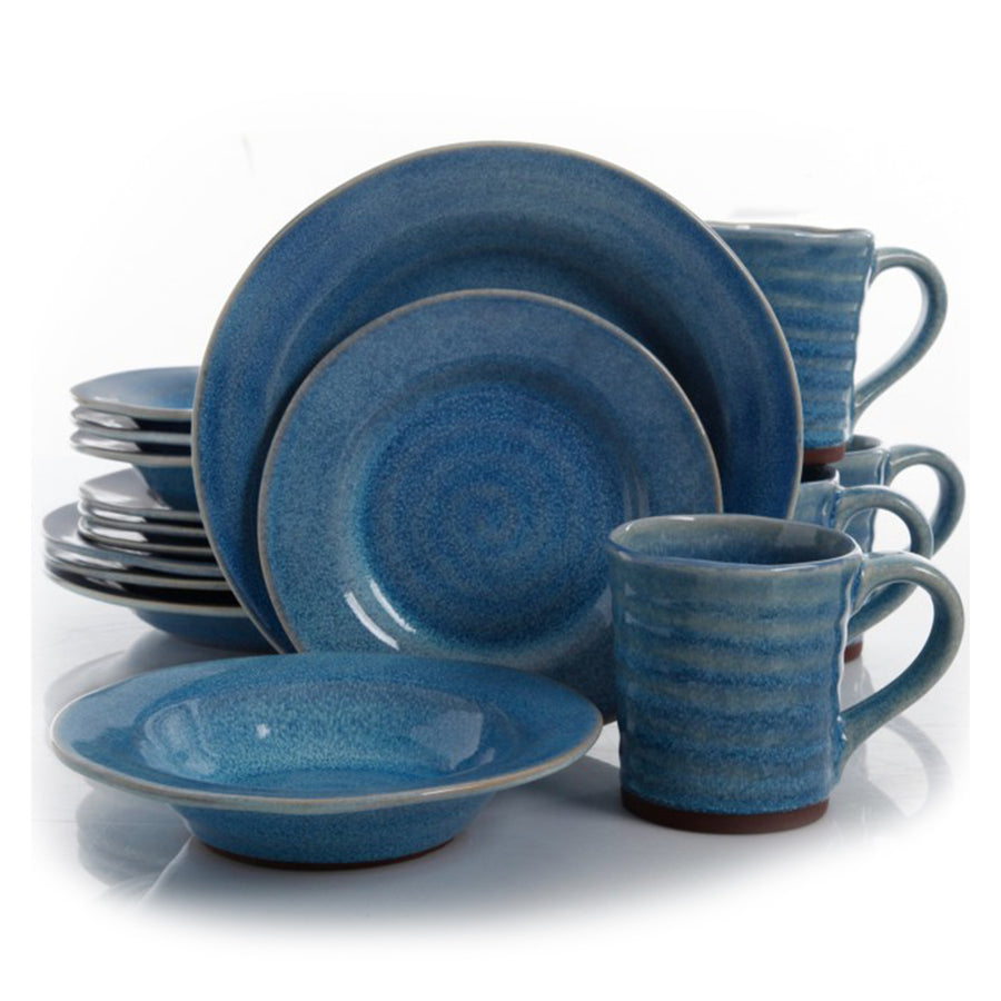 Gibson Elite Mariani 16 Piece Round Stoneware Dinnerware Set In Blue
