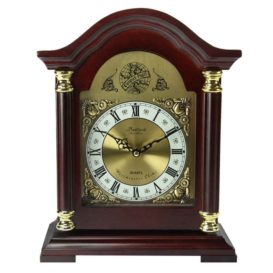 Bedford Clock Collection Redwood Mantel Clock With Chimes