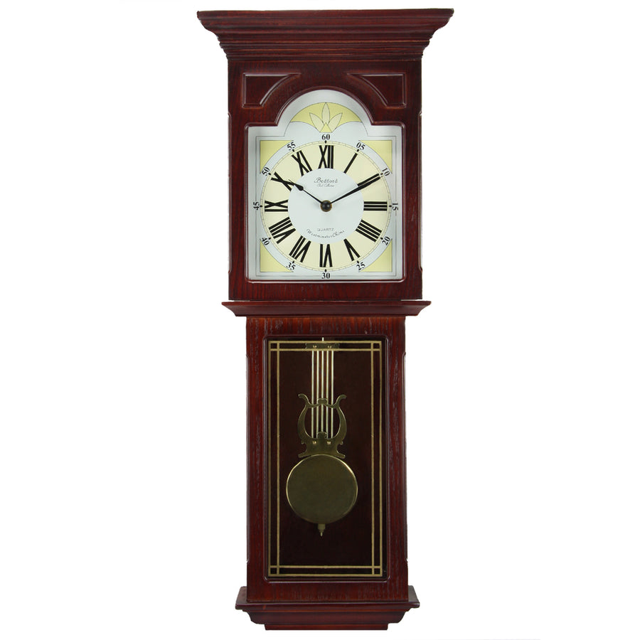Bedford Clock Collection Redwood 23 Inch Readwood Oak Finish Wall Clock