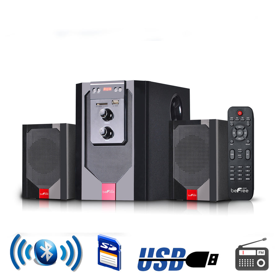 Befree Sound 2.1 Channel Surround Sound Bluetooth Speaker System In Red