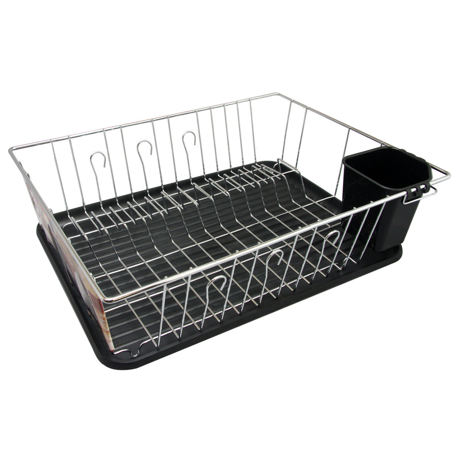 Better Chef 22 Inch Chrome Dish Rack With Black Draining Tray