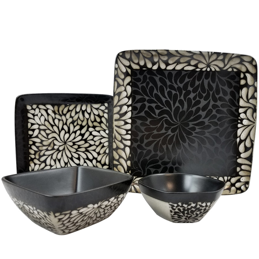 Elama Desert Bloom 16 Piece Stoneware Dinnerware Set