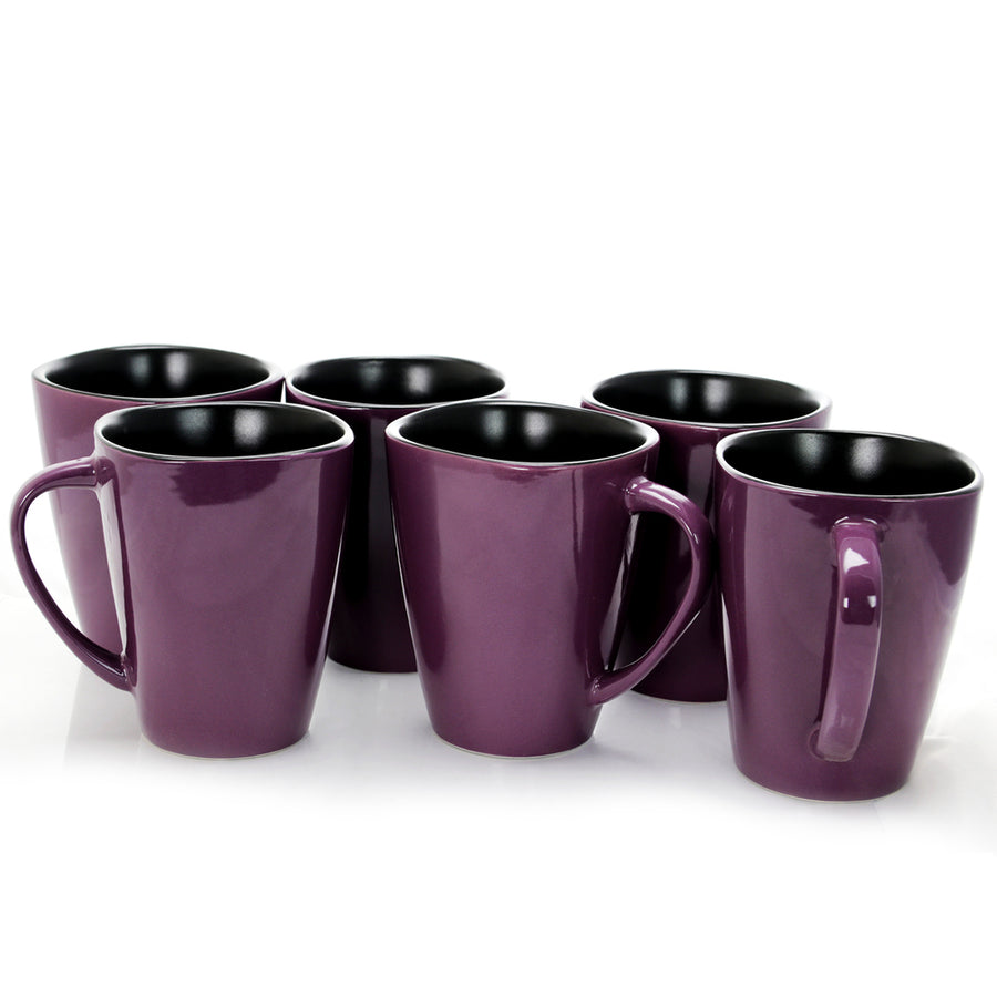 Elama Mulberry 14 Oz Stoneware Mugs In Purple, Set Of 6