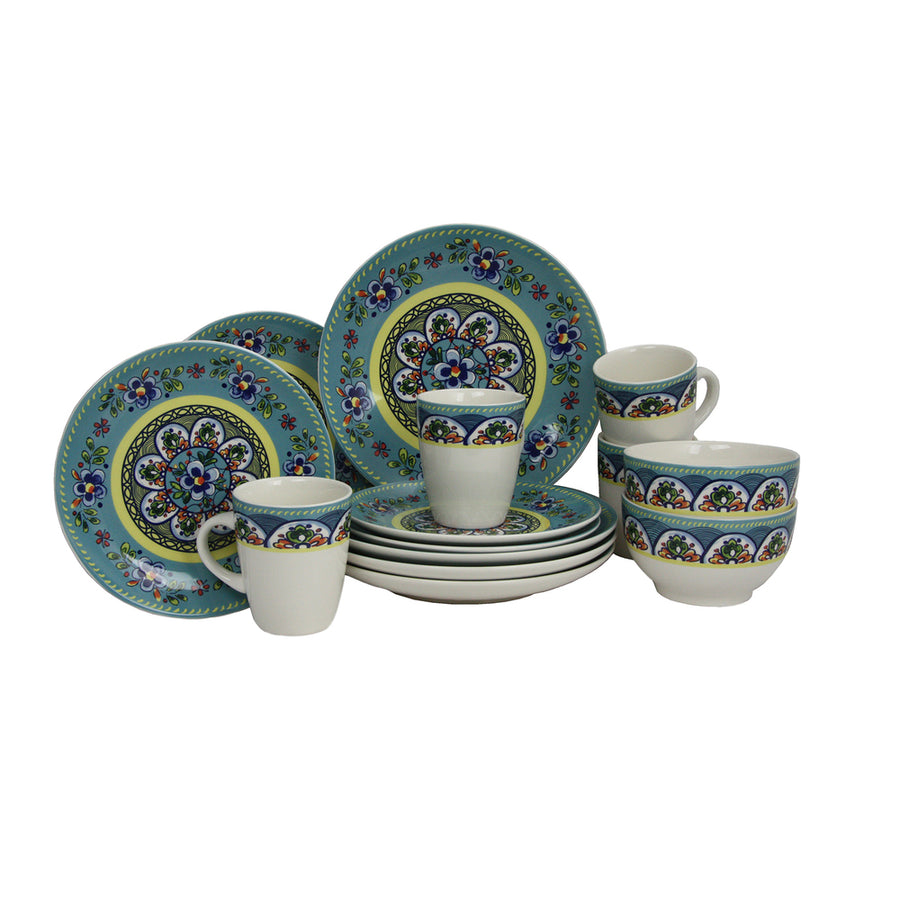 Elama Santa Fe Springs 16 Piece Stoneware Dinnerware Set