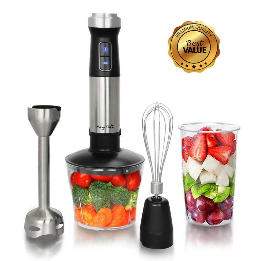 Megachef 4 In 1 Multipurpose Immersion Hand Blender With Speed Control And Accessories