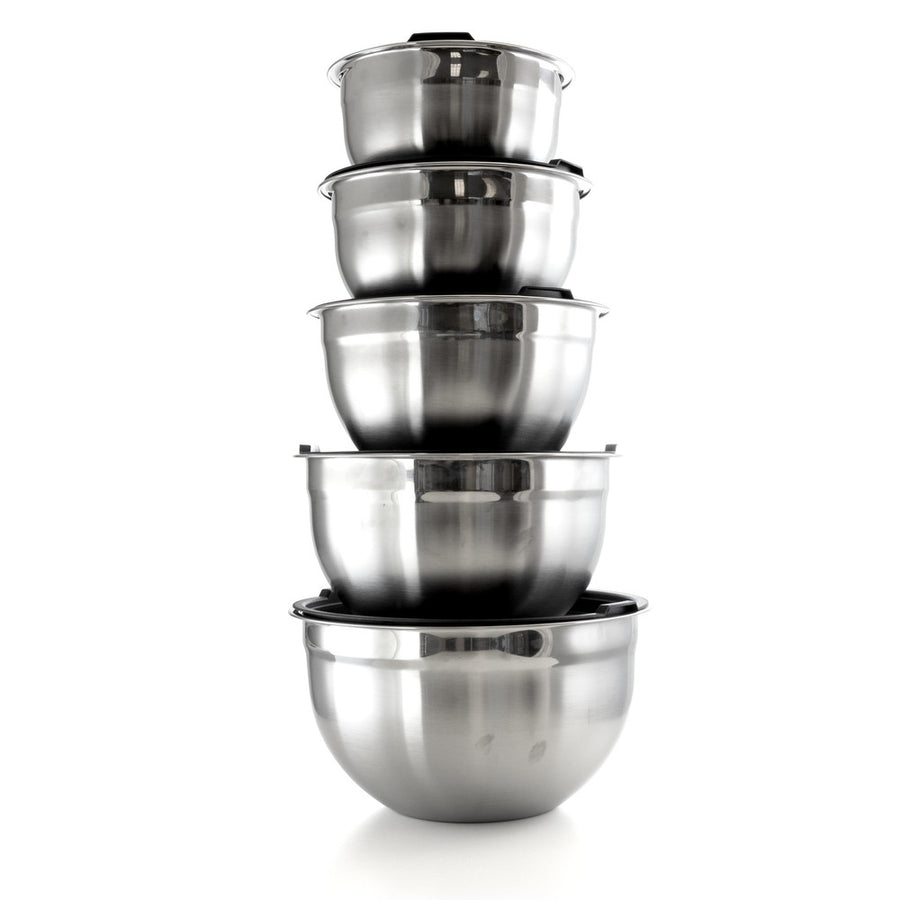 Megachef 5 Piece Multipurpose Non Slip Stackable Mixing Bowl Set With Lids