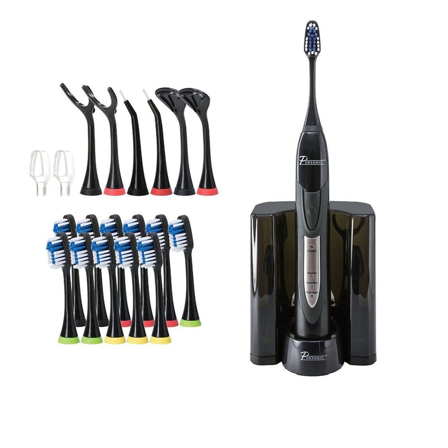 Pursonic Black Rechargeable Electric Toothbrush With Bonus Value Pack