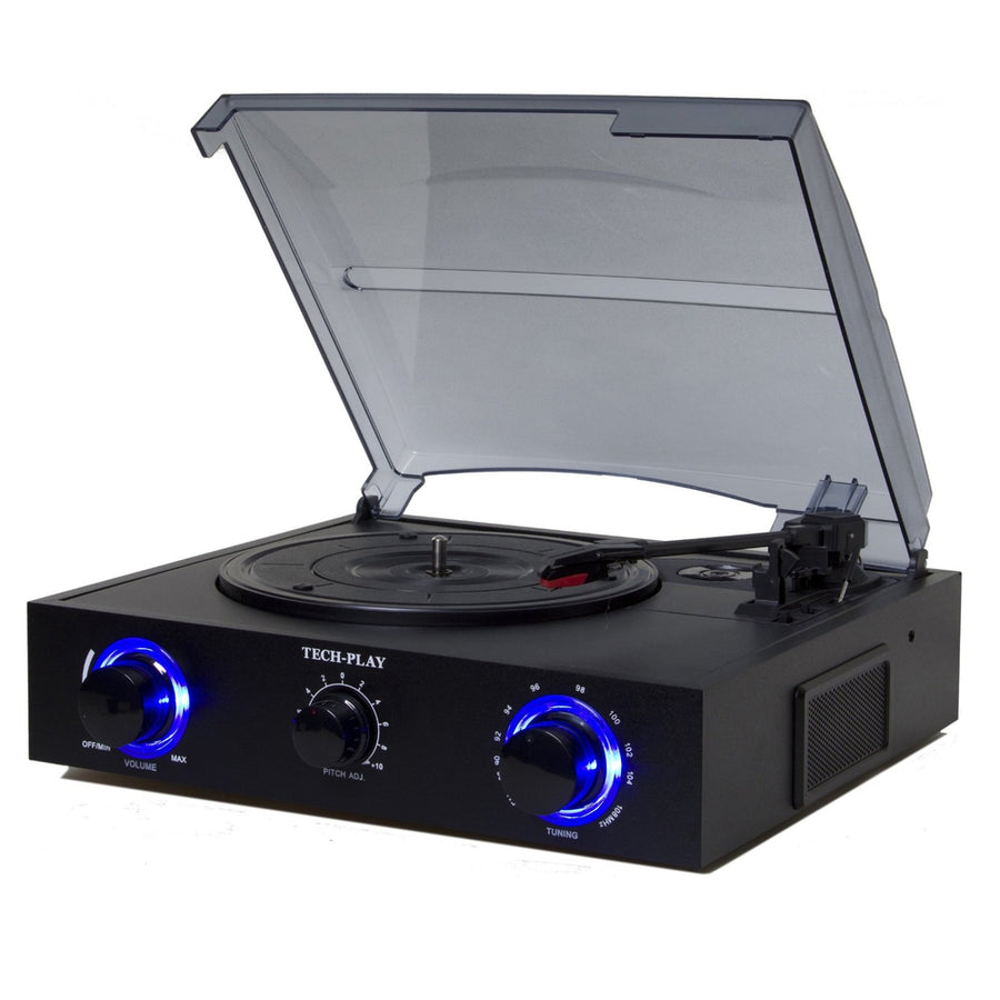 Techplay 3 Speed Turntable With Pitch Control, Fm Radio And Rca Out