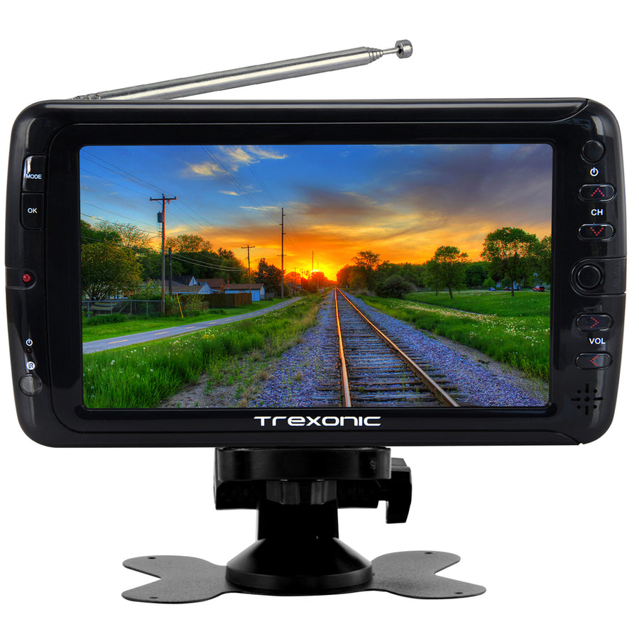Trexonic Portable Ultra Lightweight Rechargeable Widescreen 7 Led Tv With Sd, Usb, Headphone Jack, Dual Av Inputs And Detachable Antenna