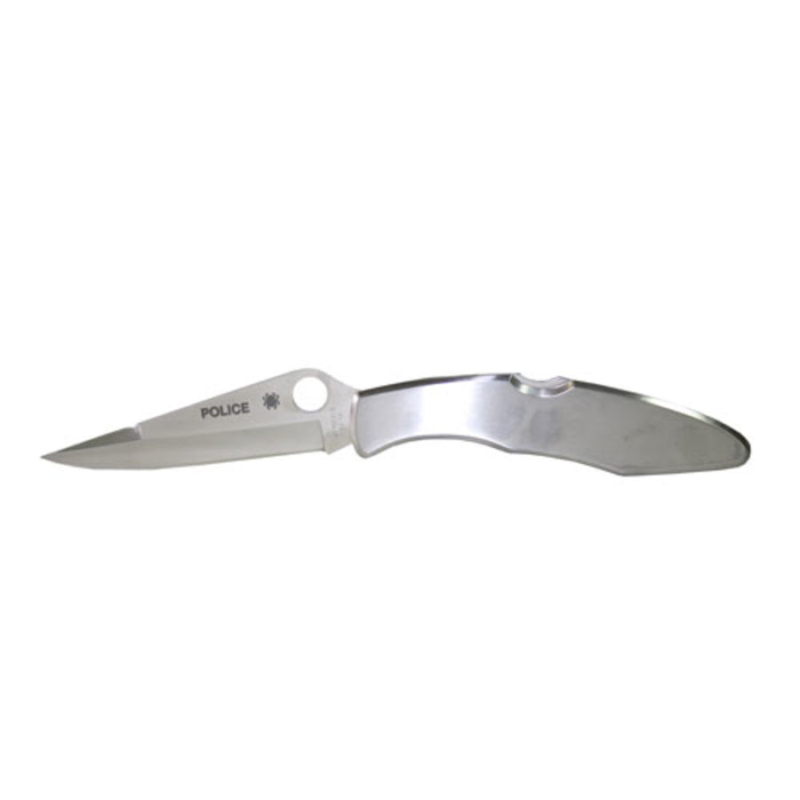 Spyderco Police Folder 4.13 In Plain Stainless Steel Handle