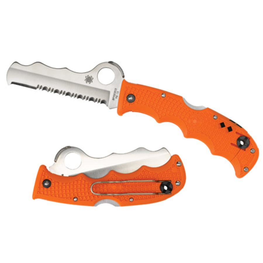 Spyderco Rescue Assist 3.69 In Comboedge Orange Frn Handle