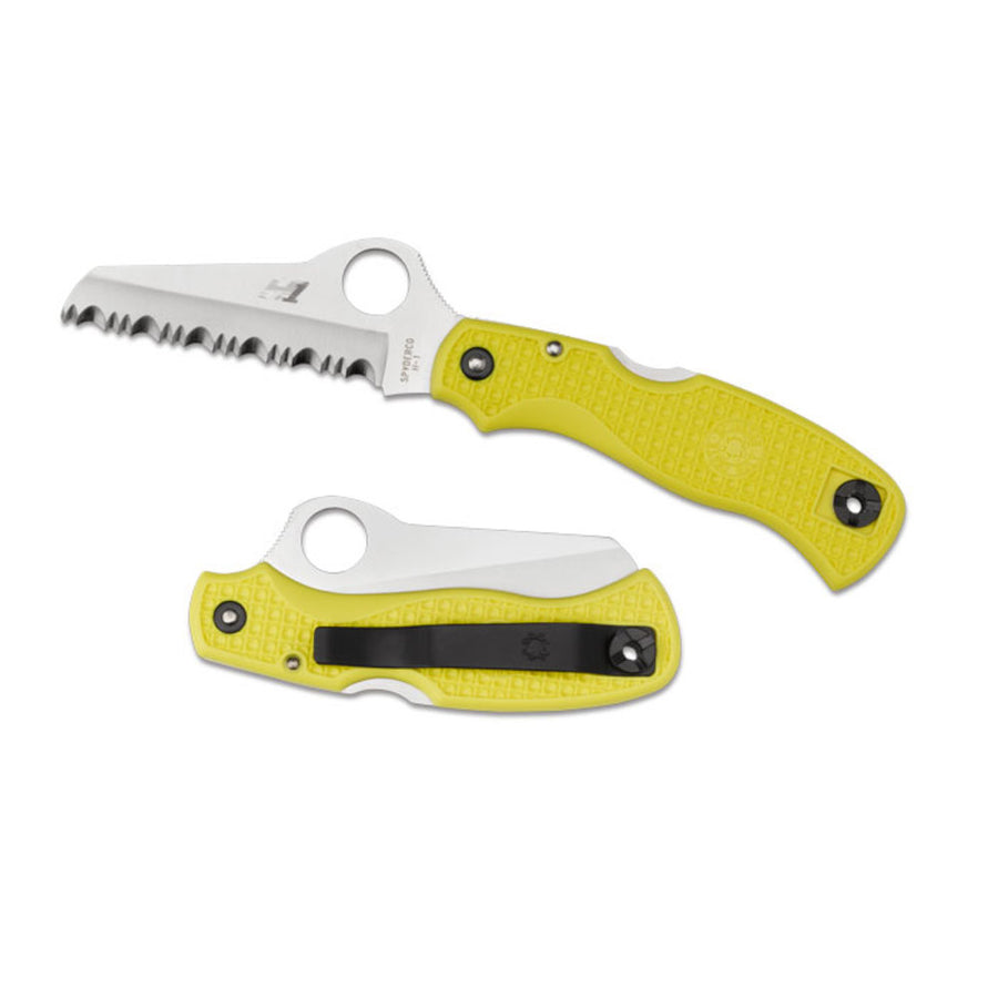 Spyderco Saver Salt Folder 3.1 In Serrated Yellow Frn Handle