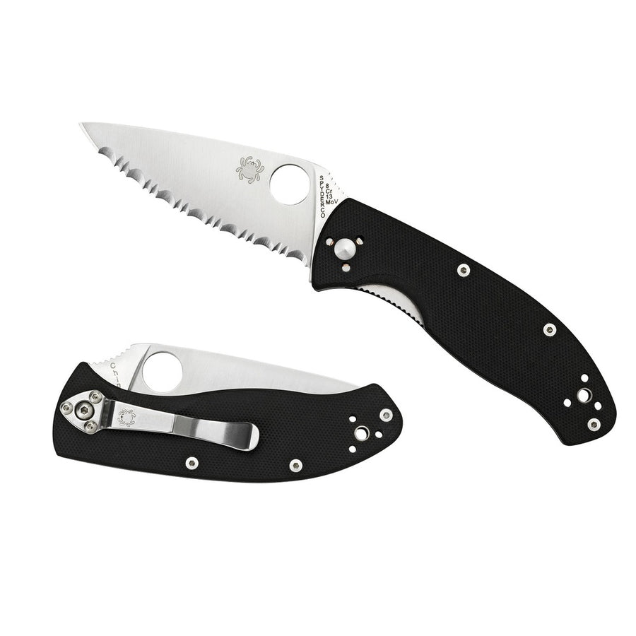 Spyderco Tenacious Folder 3.39 In Serrated Black G-10 Handle