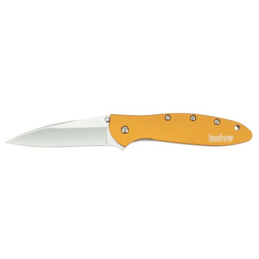 Kershaw Leek Assisted 3 In Bead Blast Plain Orange Aluminum