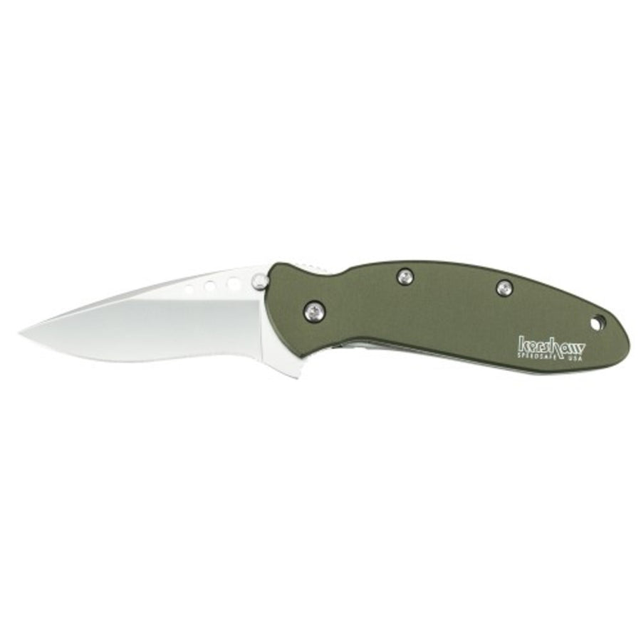 Kershaw Scallion Assisted 2.5 In Bb Plain Olive Aluminum