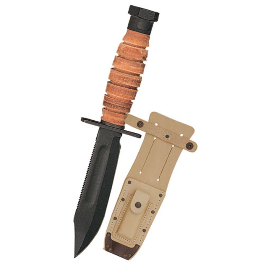 Ontario 499 Survival Fixed 5.0 In Black Blade Leather Handle