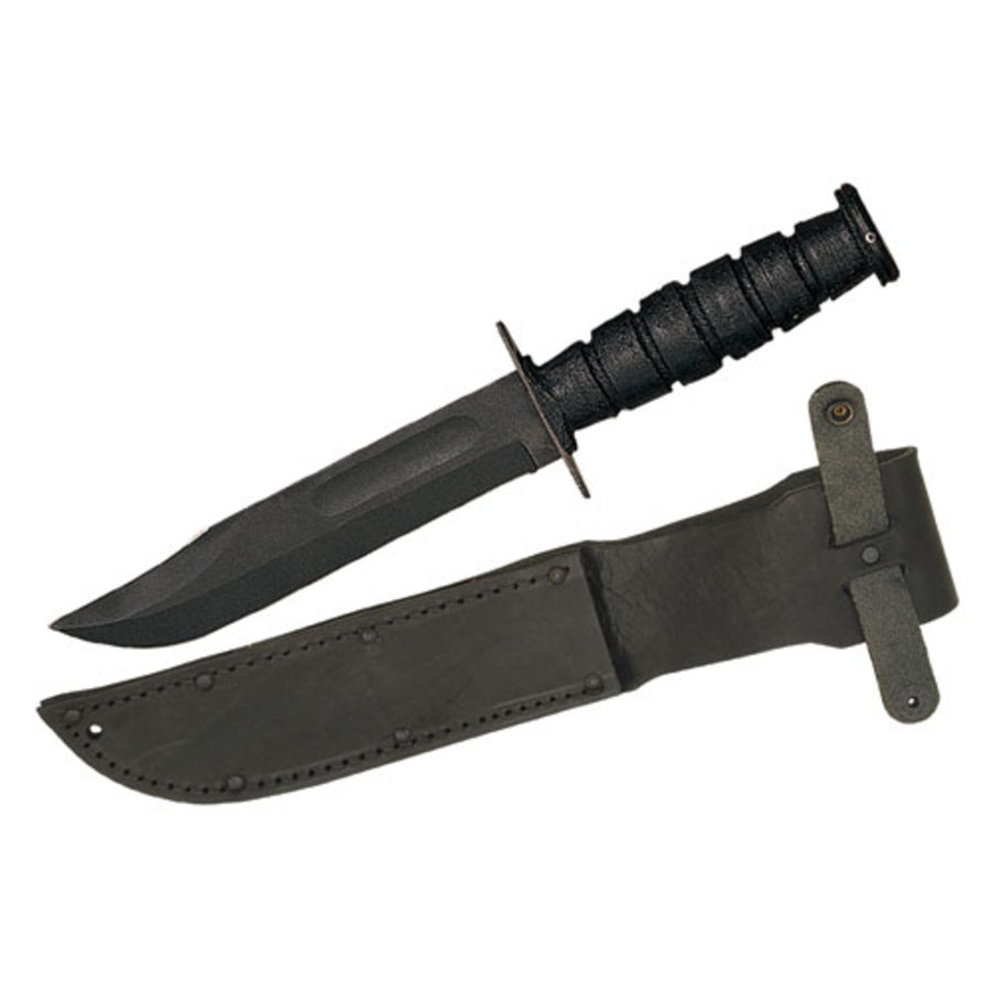 Ontario 498 Combat Fixed 7.0 In Black Blade Leather Handle