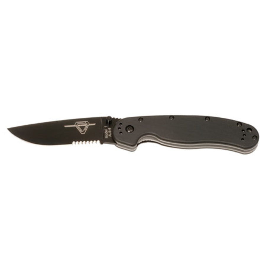 Ontario Rat1 Folder 3.625 In Black Combo Blade Blk Gfn Hndl