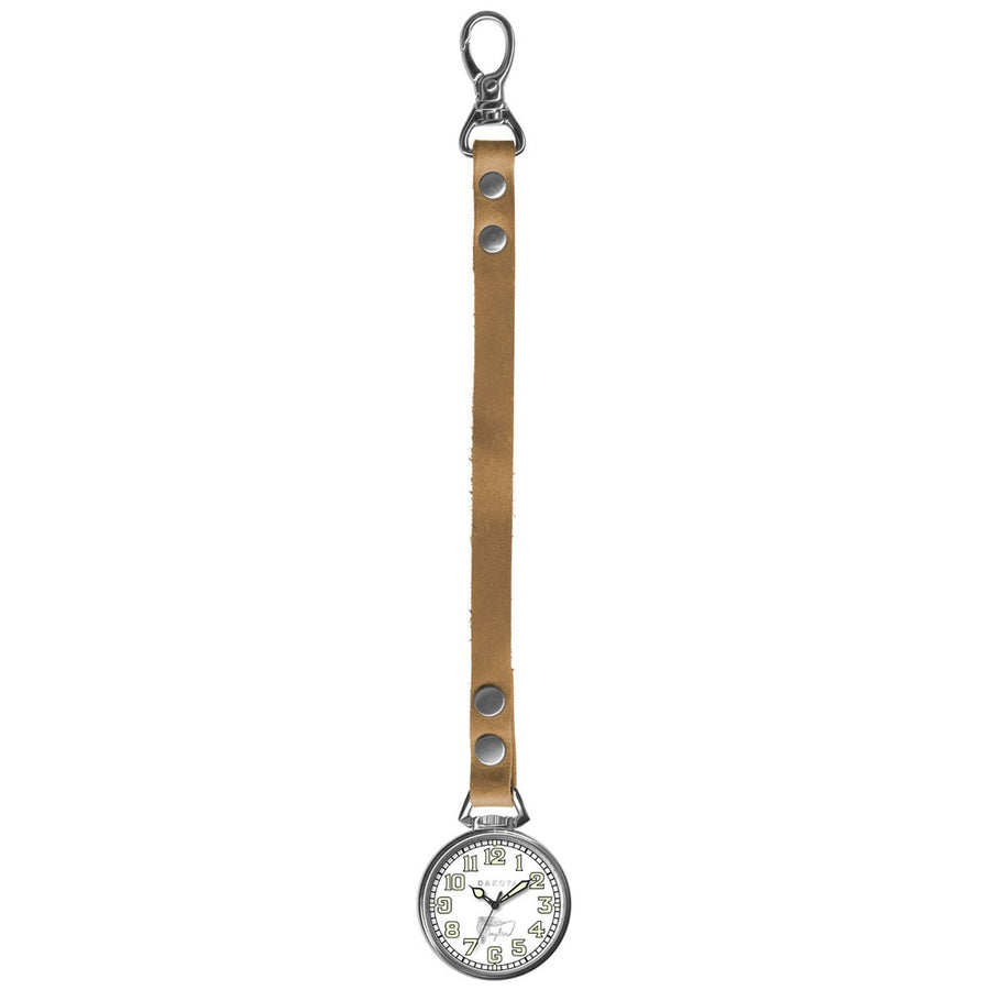 Dakota Angler Pocket Watch With Leather Retainer Silver