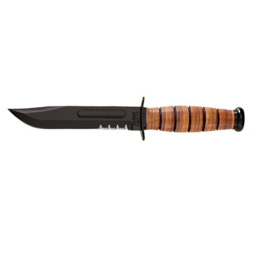 Ka-bar Full-size Fixed Army 7in Blk Combo Blade Leather Hndl