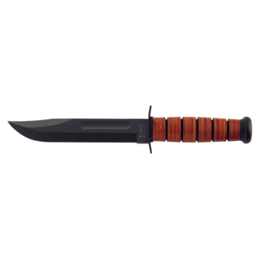 Ka-bar Full-size Fixed Navy 7 In Black Blade Leather Handle