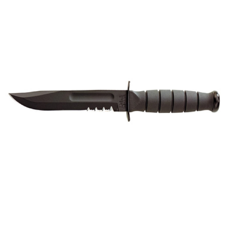 Ka-bar Short Fixed 5.25 In Black Combo Blade Kraton Handle