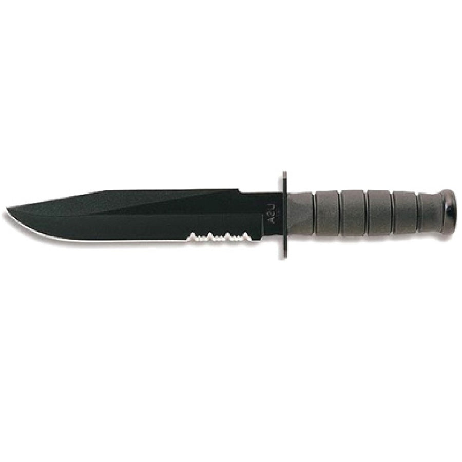 Ka-bar Fixed 8.0 In Black Combo Blade Kraton Handle