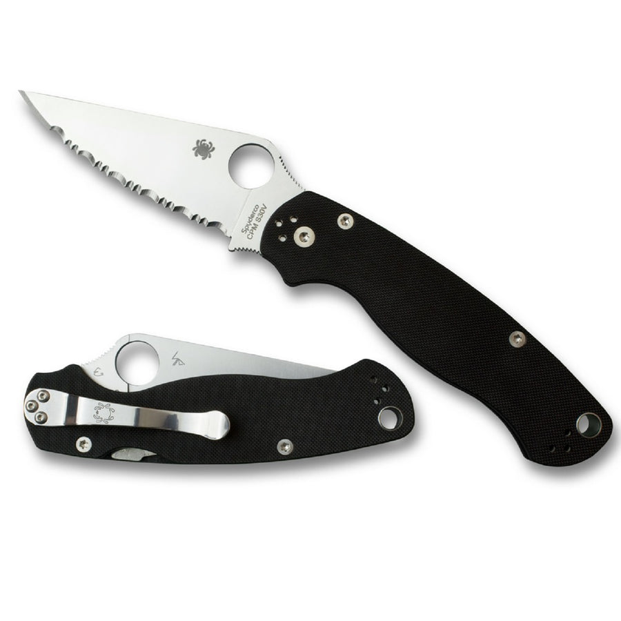 Spyderco Para 2 Folder 3.44 In Serrated Black G-10 Handle Lh