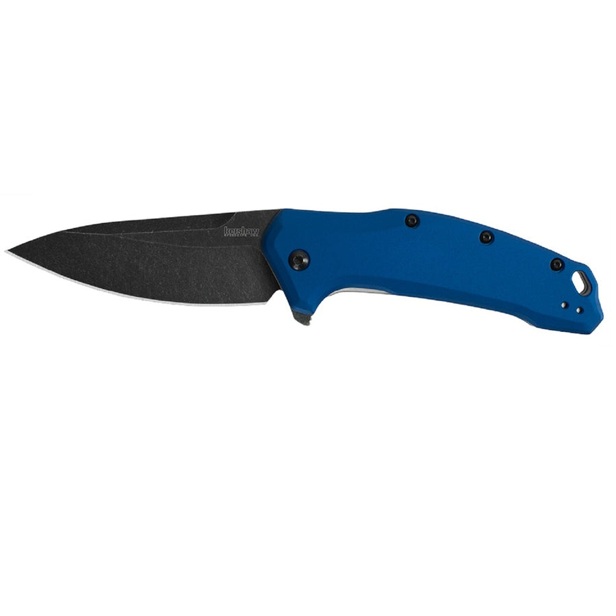 Kershaw Link Assisted 3.25 In Blackwash Plain Blue Aluminum