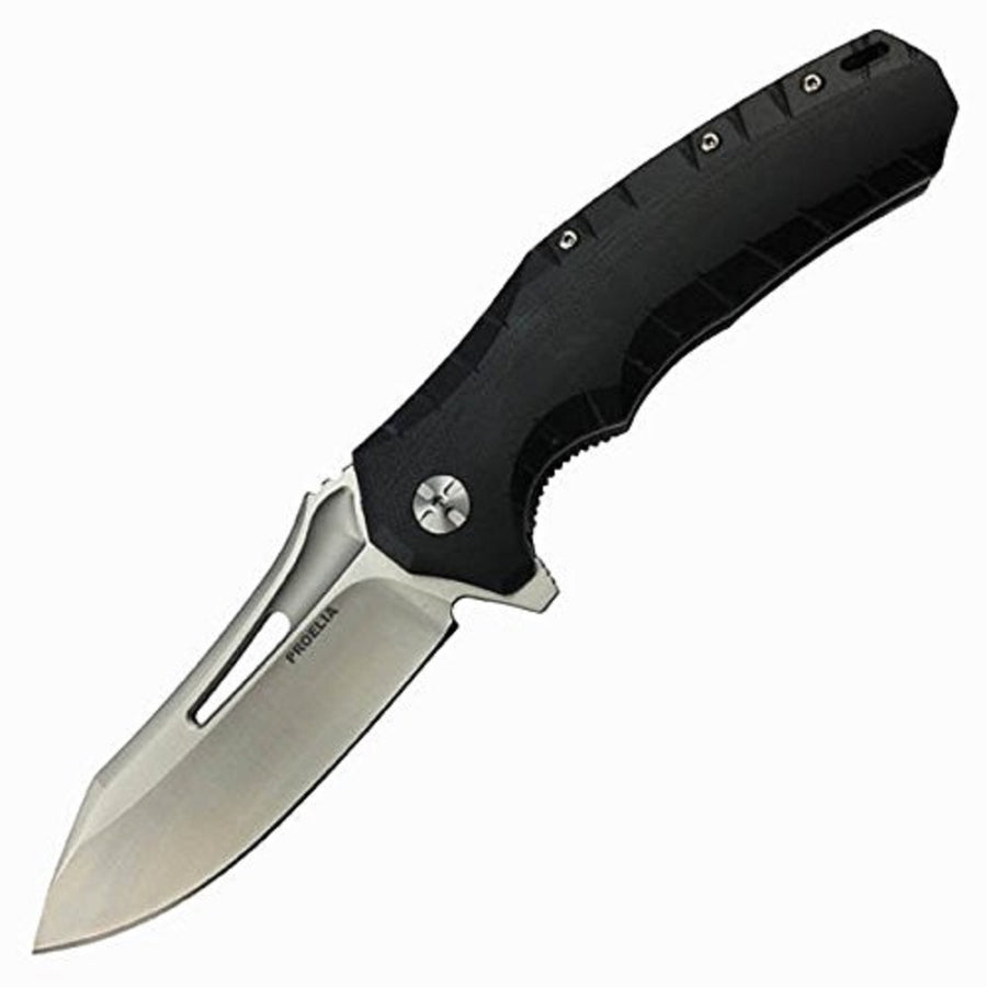 Proelia Tx020 Folder 4in Silver Drop Blade Black G-10