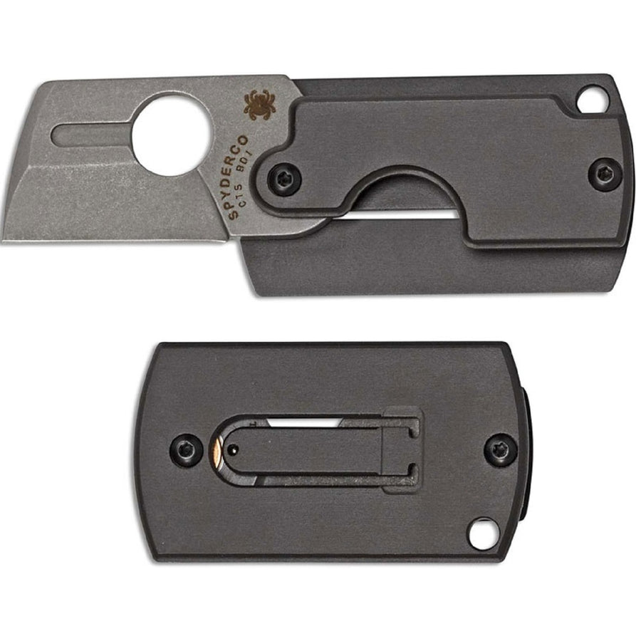 Spyderco Dogtag Folder 1.19 In Plain Black Aluminum Handle