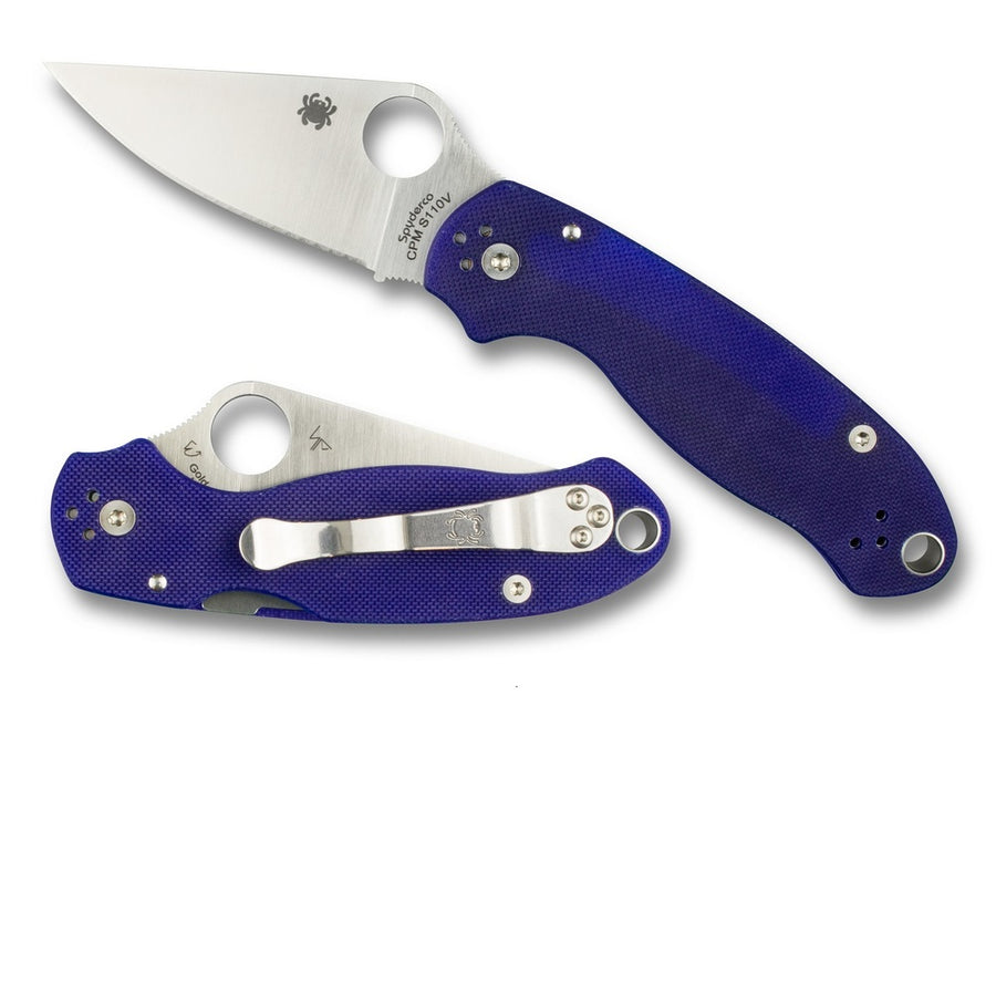 Spyderco Para 3 Folder 3.0 In Plain Blue G-10 Handle