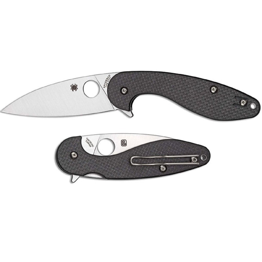 Spyderco Silverax Folder 3.48 In Plain Carbon Fiber G10 Hndl